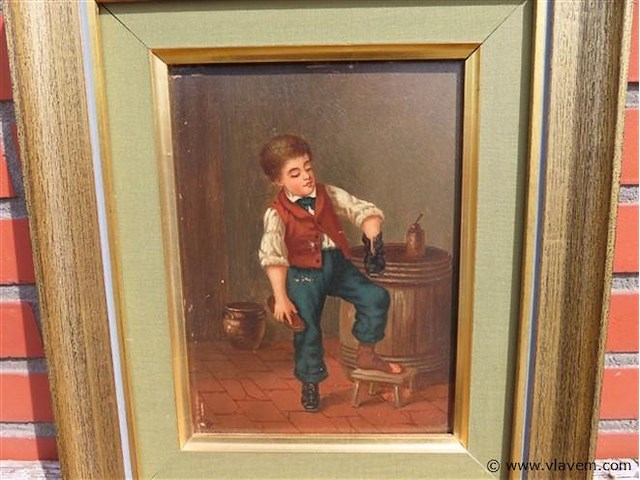 Schilderij jongen met schoen - afbeelding 2 van  5