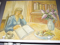 Schilderij lezende dame - afbeelding 1 van  2