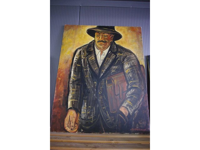 Schilderij man met tas - afbeelding 1 van  2