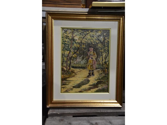 Schilderij meisje in de tuin - afbeelding 1 van  3