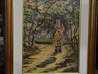 Schilderij meisje in de tuin - afbeelding 1 van  3