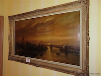 Schilderij olie op doek marine, beschadigd - afbeelding 1 van  4