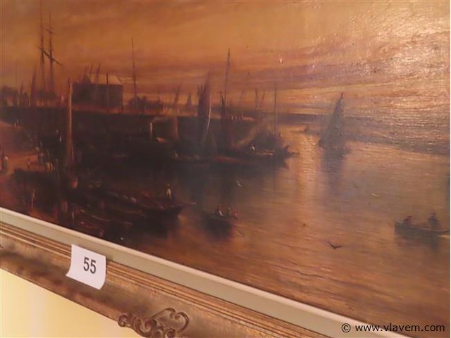 Schilderij olie op doek marine, beschadigd - afbeelding 4 van  4