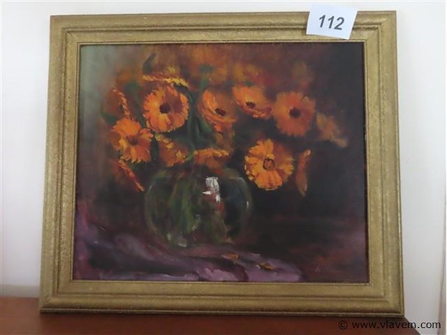 Schilderij olie op paneel, gesigneerd - afbeelding 1 van  3