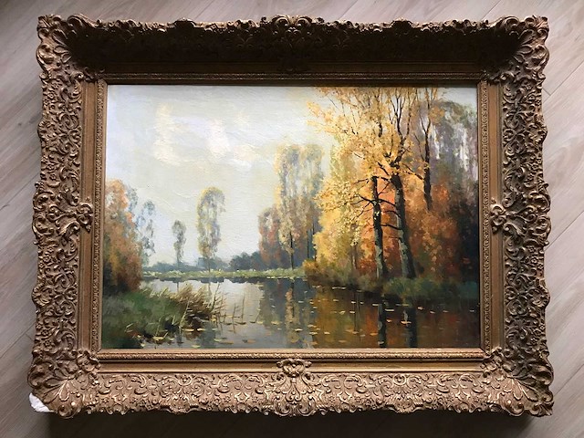 Schilderij op doek. gesigneerd linksonder. - afbeelding 1 van  4