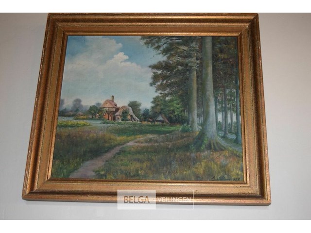 Schilderij peskens 1905 landelijk tafereel - afbeelding 1 van  4