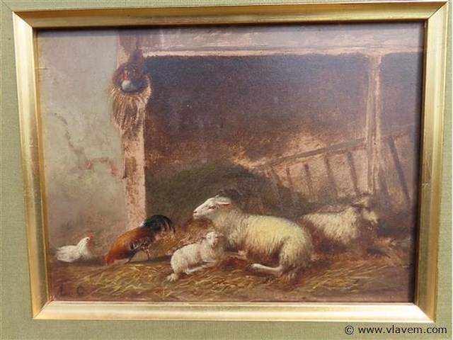 Schilderij schapen op stal - afbeelding 2 van  5