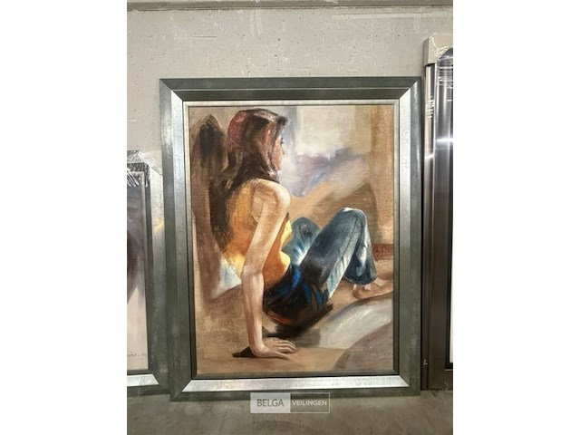Schilderij sitting lady - afbeelding 1 van  2
