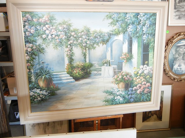 Schilderij terras landschap +- 120 cm x 90 cm - afbeelding 2 van  2