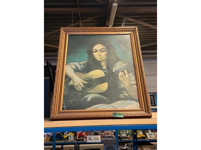 Schilderij vrouw met gitaar - afbeelding 1 van  2