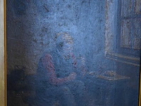 Schilderwerk op houten paneel met goudkleurige kader - afbeelding 2 van  3