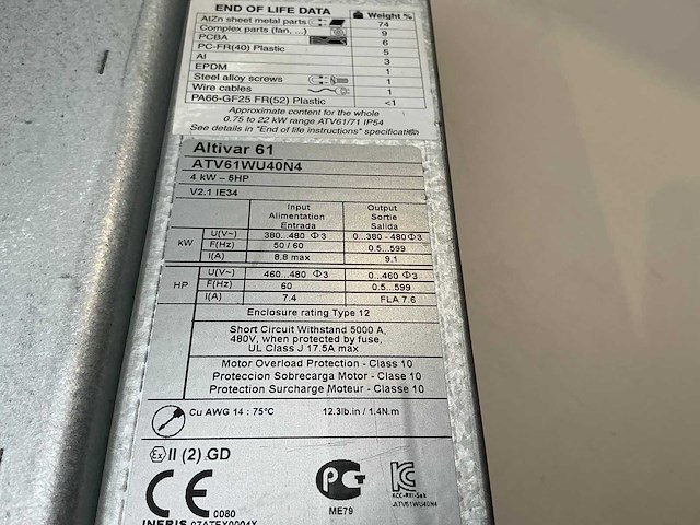 Schneider altivar61 atv61wu40n4 frequentieregelaar - afbeelding 3 van  3
