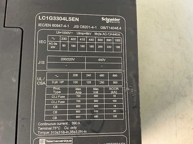 Schneider tesys lc1g3304lsen contactor - afbeelding 6 van  6