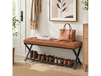 Schoenbank, ingangsbank met imitatielederen bekleding, 112 x 37 x 47 cm, bruin - afbeelding 1 van  7