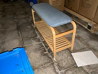 Schoenenbank met gestoffeerd zitkussen en schoenenrek (19x) - afbeelding 3 van  4