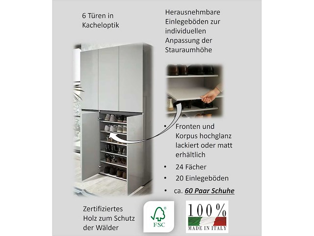 Schoenenkast - wit gelakt - 58 paar - afbeelding 3 van  9