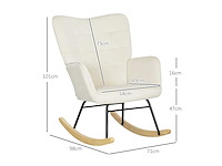 Schommelstoel, dikke bekleding, brede rugleuning, beuk/stalen frame, tot 120 kg, beige - afbeelding 4 van  7