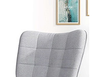Schommelstoel met ottomaans scandinavisch ontwerp schommelstoel met voetenbank, beukenhout, getuft - afbeelding 4 van  4