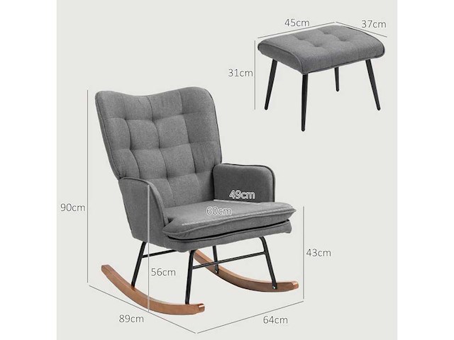 Schommelstoel met voetsteun, comfortabel - afbeelding 4 van  6