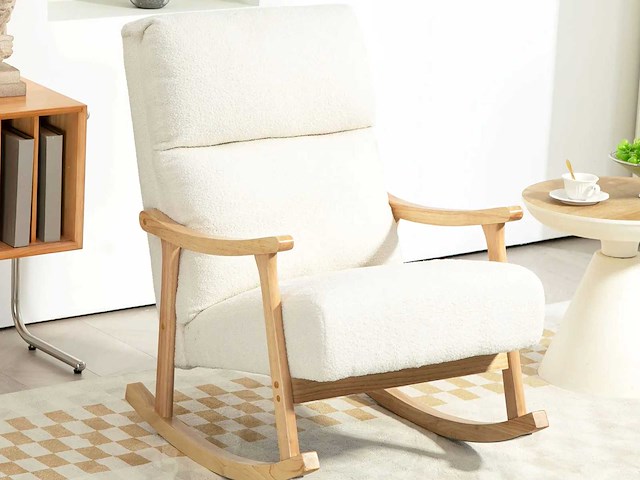 Schommelstoel, schommelstoel van teddy fluweel met gestoffeerde stoel - afbeelding 1 van  7