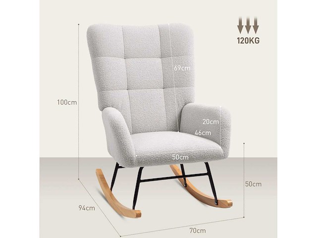 Schommelstoel, zachte hoes, dikke vulling - afbeelding 4 van  8