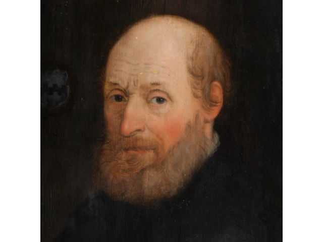 School of pourbus, portrait of johannes zurenus (jan van zuren) at the age of 75, dated 1591, oil on oak 49 x 38 cm. (19.28 x 14.96 in.), frame: 64 x 52 cm. (25.19 x 20.46 in.) - afbeelding 5 van  5