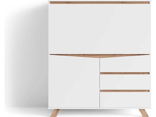 Schrijfstijl - mat wit met eikenachtige details - afbeelding 5 van  6