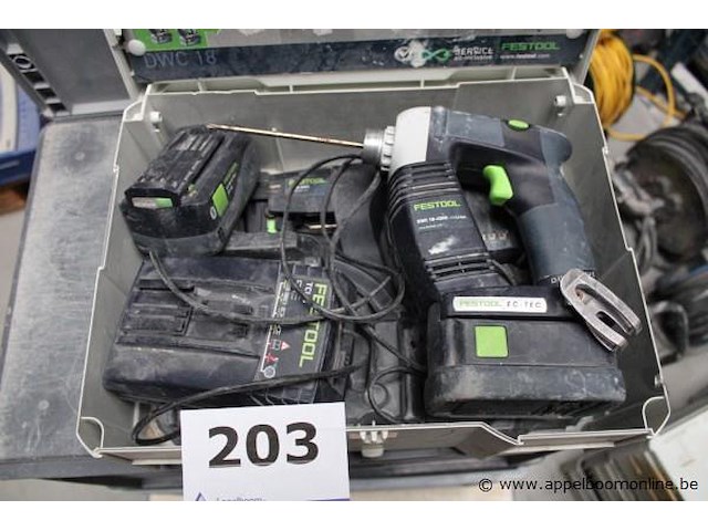 Schroefmachine - festool - dwc 18-4500 accu - festool - 14.4/18v oplader - festool - tcl 6 toebehoren - koffer - afbeelding 1 van  3