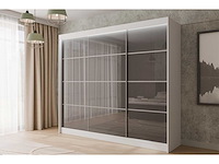 Schuifdeurkasten - wit + grijs - 250 cm x 61 cm x 215 cm - afbeelding 3 van  6