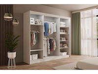 Schuifdeurkasten - wit + grijs - 250 cm x 61 cm x 215 cm - afbeelding 4 van  6