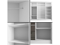 Schuifdeurkasten - wit + grijs - 250 cm x 61 cm x 215 cm - afbeelding 5 van  6