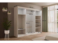 Schuifdeurkasten - wit + grijs - 250 cm x 61 cm x 215 cm - afbeelding 6 van  6