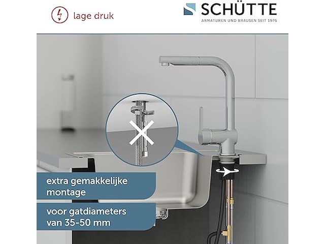 Schütte lagedruk keukenkraan london met uittrekbare afwasdouche - afbeelding 4 van  6