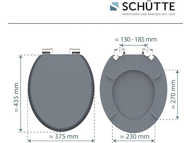 Schütte spirit grijze toiletbril met softclose-mechanisme - afbeelding 4 van  6
