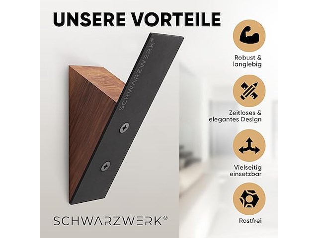 Schwarzwerk® set van 3 wandhaken - afbeelding 4 van  4