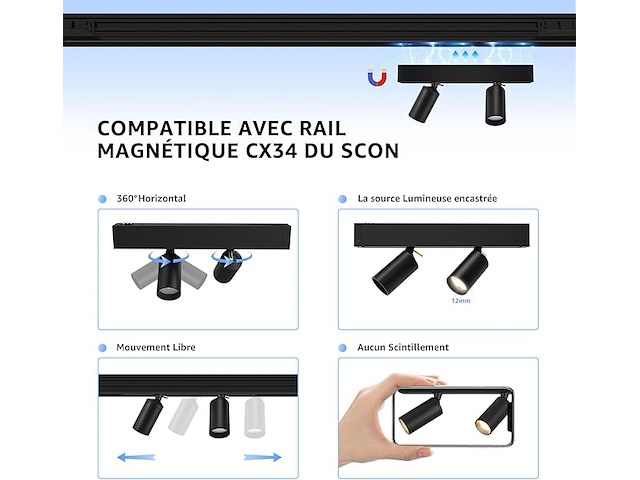 Scon led-spots, 2 × 5 w, 24 v - afbeelding 2 van  5