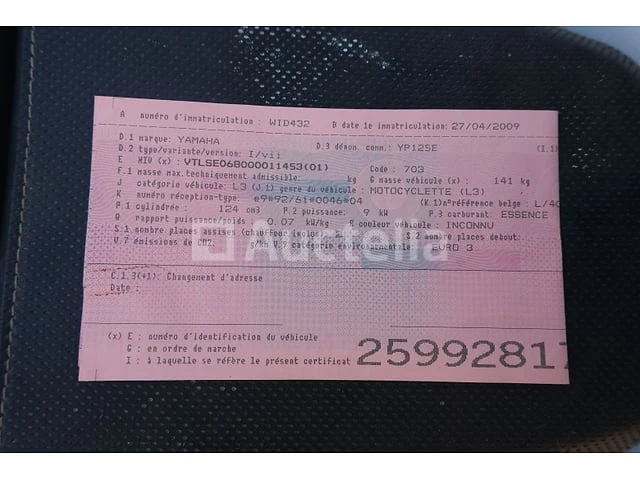 Scooter yamaha yp125e (2009-3,610 km)(vin:vtlse068000011453) - afbeelding 21 van  40