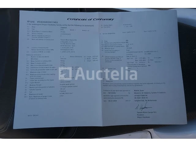 Scooter yamaha yp125e (2009-3,610 km)(vin:vtlse068000011453) - afbeelding 26 van  40