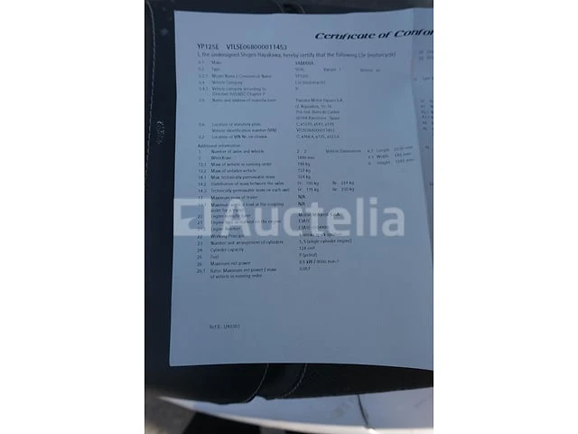 Scooter yamaha yp125e (2009-3,610 km)(vin:vtlse068000011453) - afbeelding 27 van  40