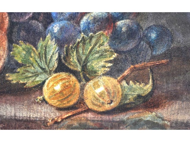 Sebastiaan theodorus voorn boers - stilleven met fruit - aquarel - 23x30 cm - afbeelding 6 van  8
