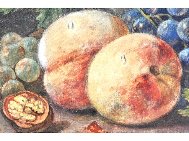 Sebastiaan theodorus voorn boers - stilleven met fruit - aquarel - 23x30 cm - afbeelding 7 van  8