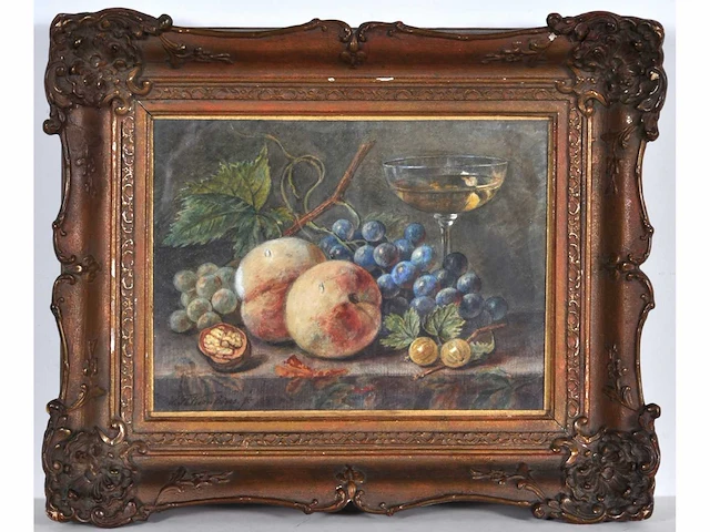 Sebastiaan theodorus voorn boers - stilleven met fruit - aquarel - 23x30 cm - afbeelding 2 van  8
