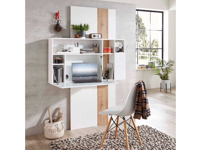Secretaire inovo 120cm 1 deur - wit/eik - afbeelding 6 van  7