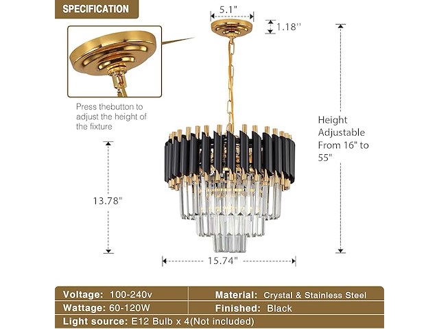 Seenvlog moderne led kristallen hanglamp - afbeelding 4 van  4