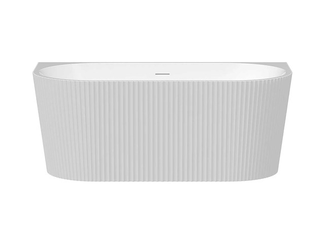 Semi-staand geribbeld bad - 250 l - glanzend wit - acryl - afbeelding 2 van  8