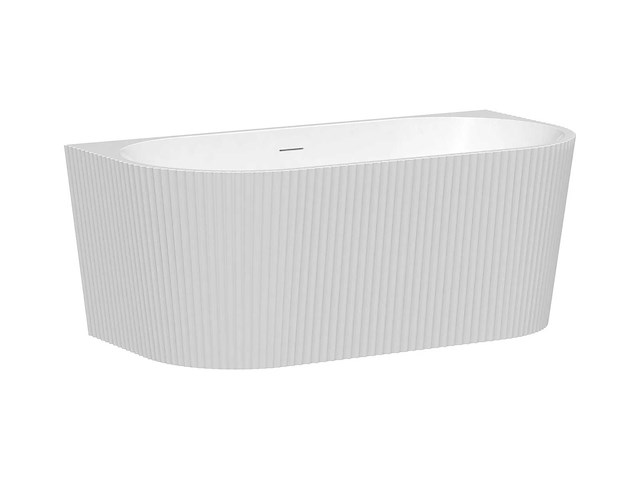 Semi-staand geribbeld bad - 250 l - glanzend wit - acryl - afbeelding 3 van  8