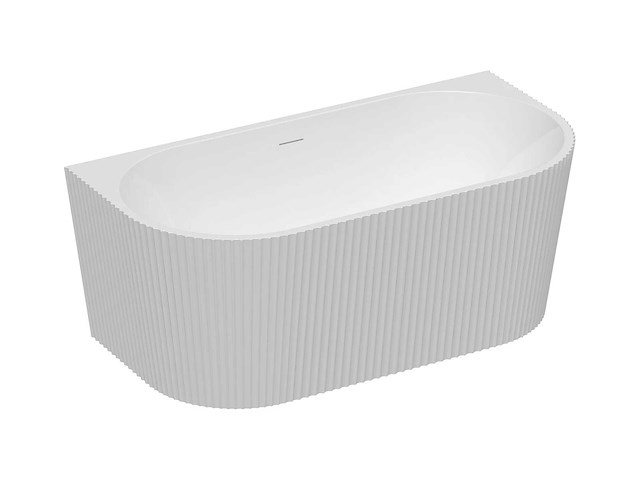 Semi-staand geribbeld bad - 250 l - glanzend wit - acryl - afbeelding 4 van  8