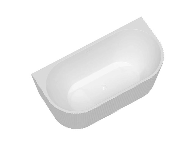 Semi-staand geribbeld bad - 250 l - glanzend wit - acryl - afbeelding 5 van  8