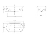 Semi-vrijstaand bad - 200l - 149,5 x 75 x 58 cm - wit - acryl - afbeelding 6 van  7