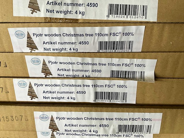 Sens-line pjotr wooden christmas tree kerst- & seizoensartikelen (16x) - afbeelding 5 van  5